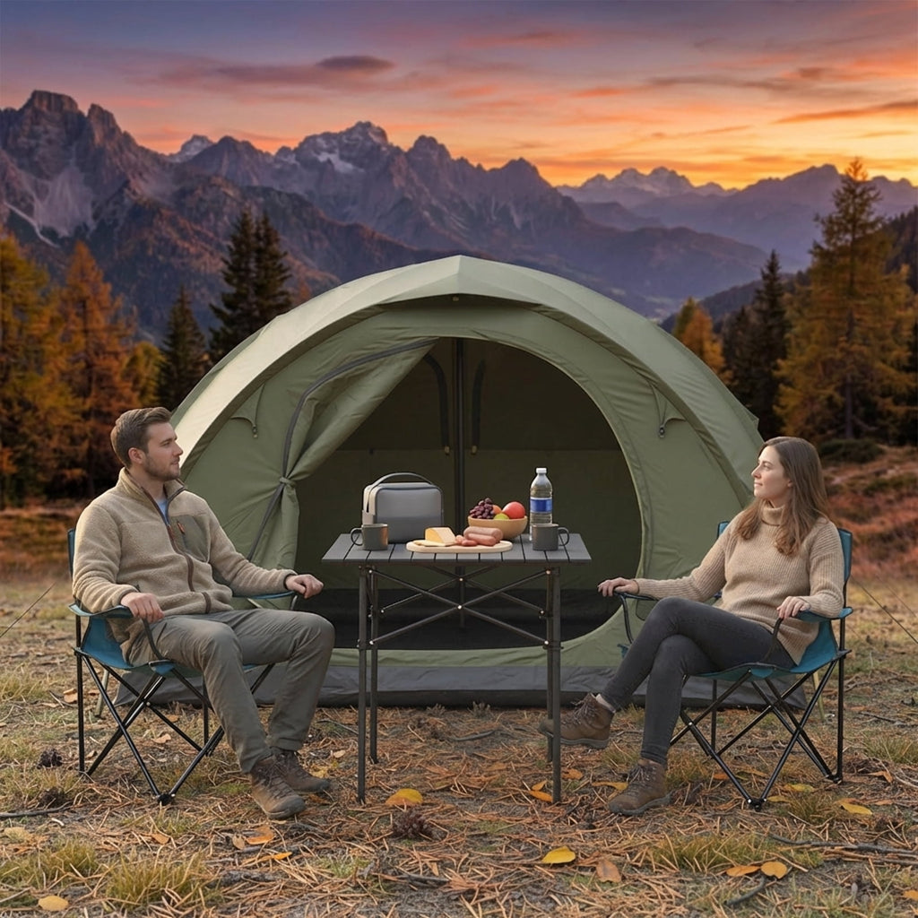 Biotree Folding Roll-Up Camping Table with Metal Legs Portable Lightweight Outdoor Table for Camping Picnic Beach, Black