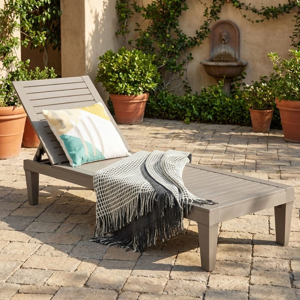 Biotree 5-Position Adjustable Outdoor Recliner Chair-Brown