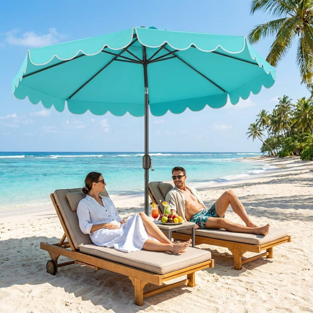 Biotree 10 ft Market Patio Umbrella with Crank and Tilt, 8 Sturdy Ribs, Vented Canopy - Multicolor for Backyard