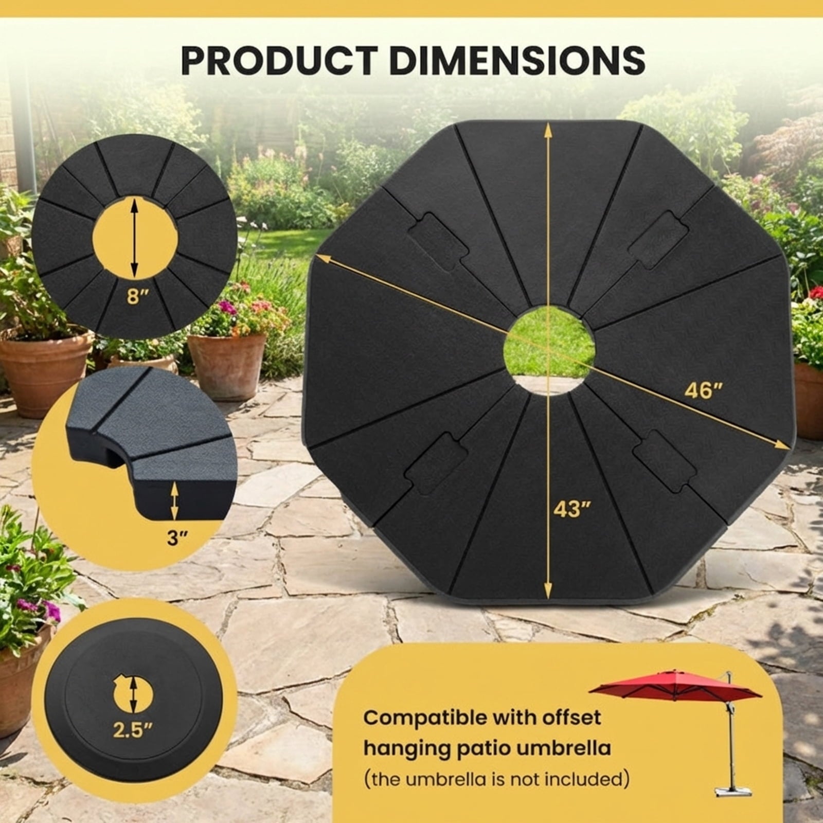 Biotree 4-Piece Fillable Umbrella Base Stand for Garden Yard Poolside - Heavy Duty Outdoor Patio Stand