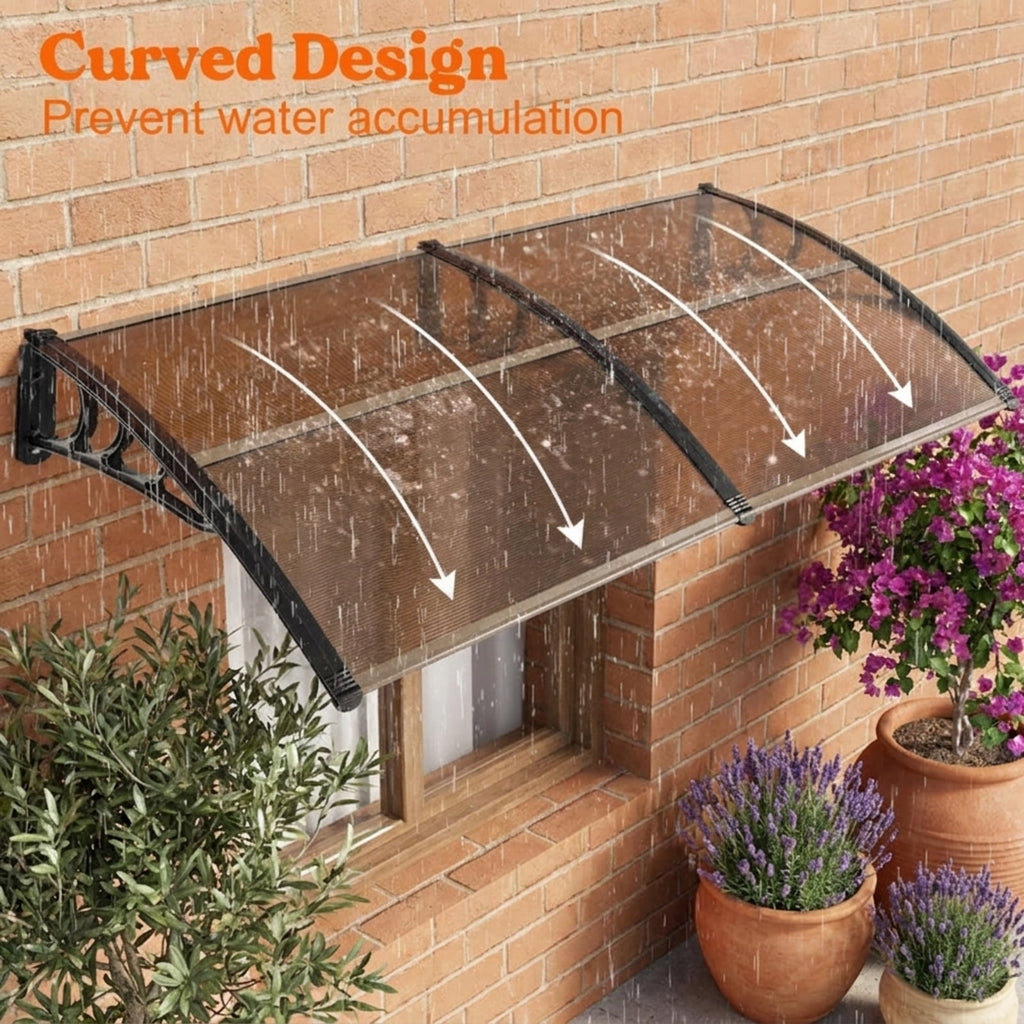 Biotree Outdoor Front Door Patio Overhang Awning for Sunlight Rain Snow Wind Protection-80 x 40 Inch for Patio Deck Door Window Sun Rain Protection, Coffee