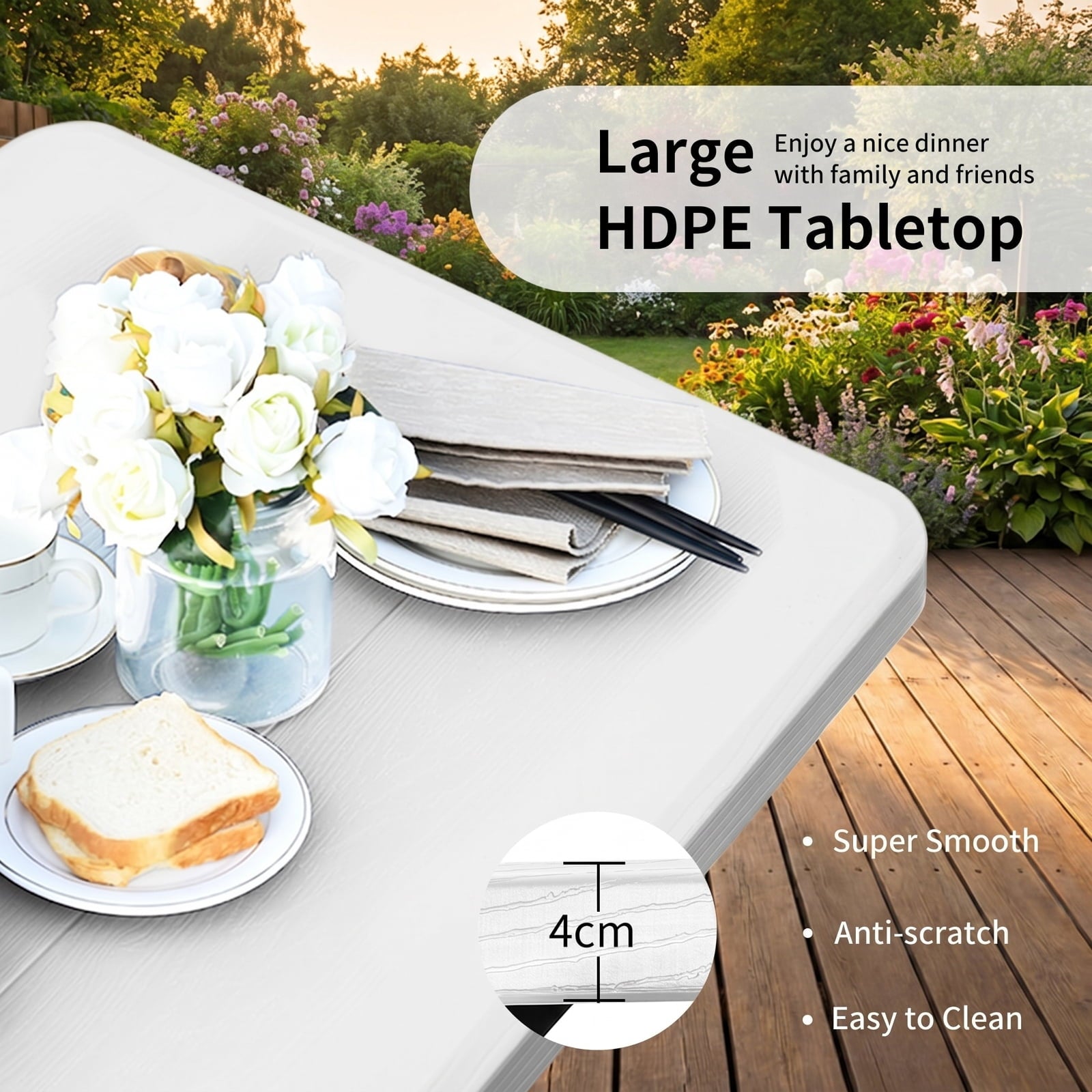 Biotree Picnic Table Bench Set for Outdoor Camping, White