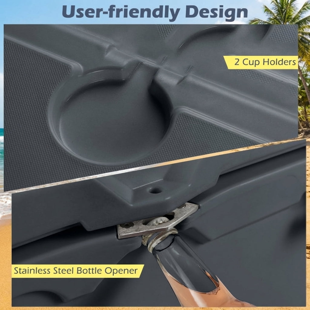 Biotree Folding Ice Bin Cooler Table with Drain Plug for Outdoor Party BBQ and Tailgating, Gray
