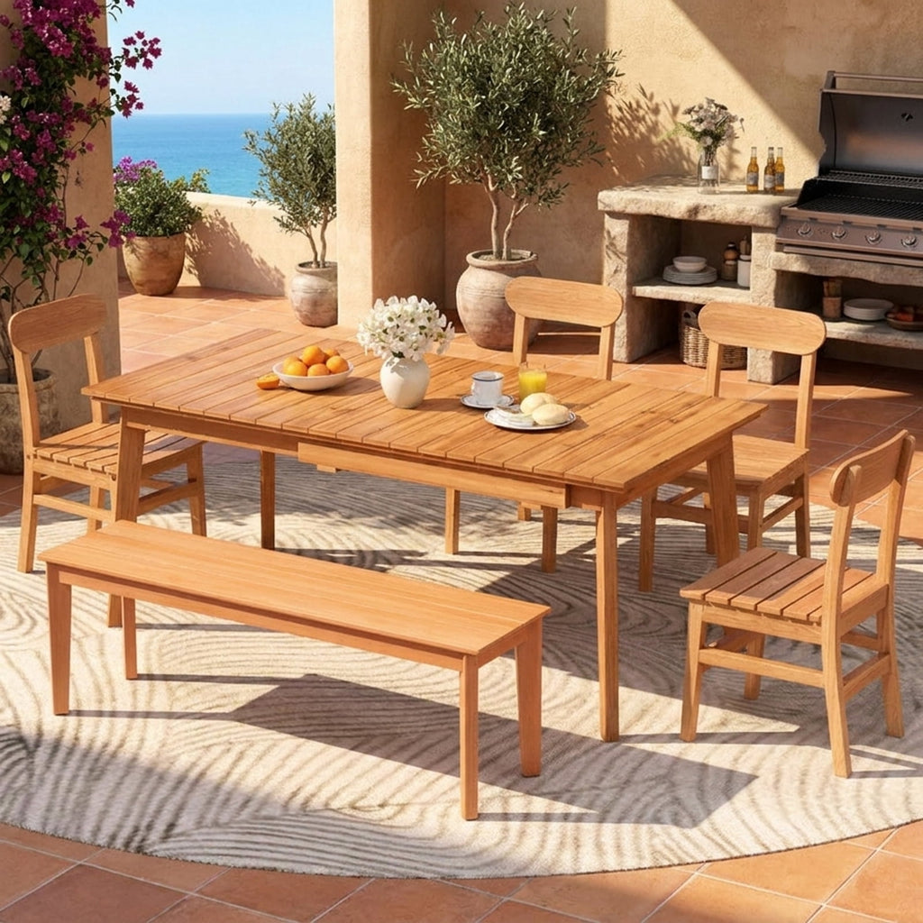 Biotree Patio Teak Wood Chair Armless Dining Chair with Slatted Seat Stackable Patio Chair for Garden BackyardNatural