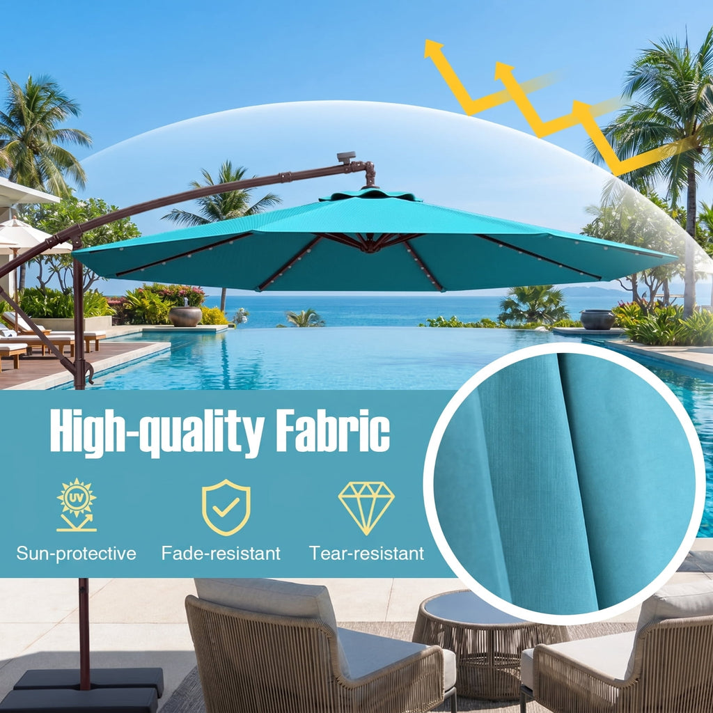 Biotree 10 ft Cantilever Patio Umbrella Offset Hanging with Cross Base, 8 Ribs - Multicolor for Backyard