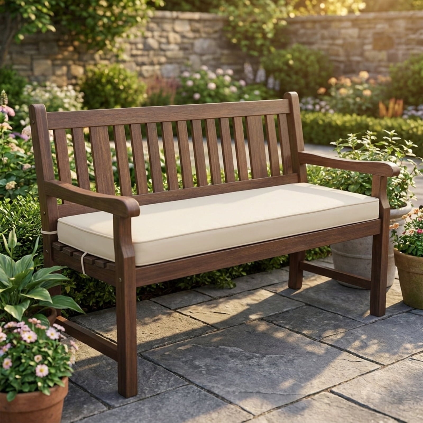 Biotree 2 Pieces Patio Rattan Ottoman Seat with Removable Cushions Stackable Patio Chair for Garden BackyardBeige