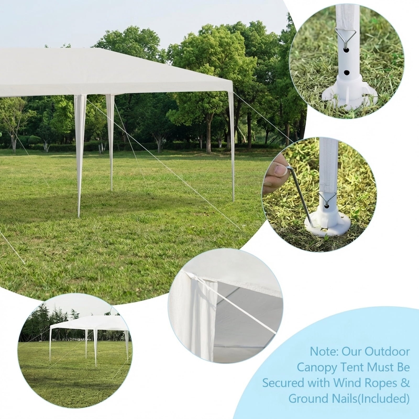 Biotree 10 x 30 Feet Gazebo Canopy Tent with Connection Stakes and Wind Ropes Party Wedding Event Camping