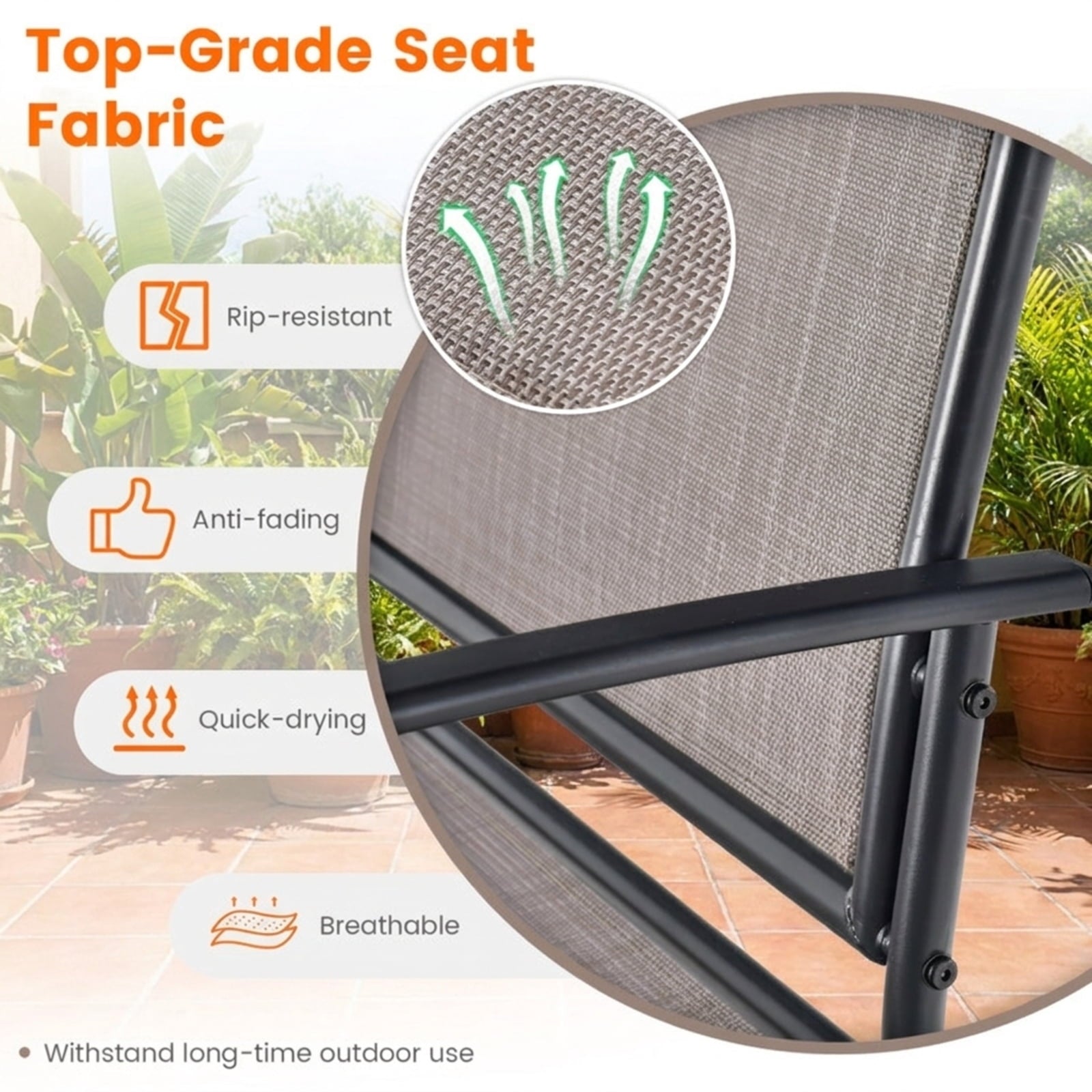 Biotree Set of 2 Outdoor Metal Glider Armchairs with Weather Stackable Patio Chair for Garden Backyardresistant Fabric