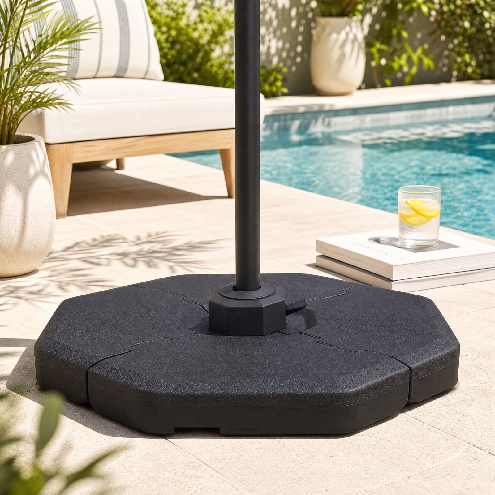 Biotree 4-Piece Fillable Cantilever Umbrella Base Weight, 41 x 41 Inch for Patio, Garden and Poolside, Black