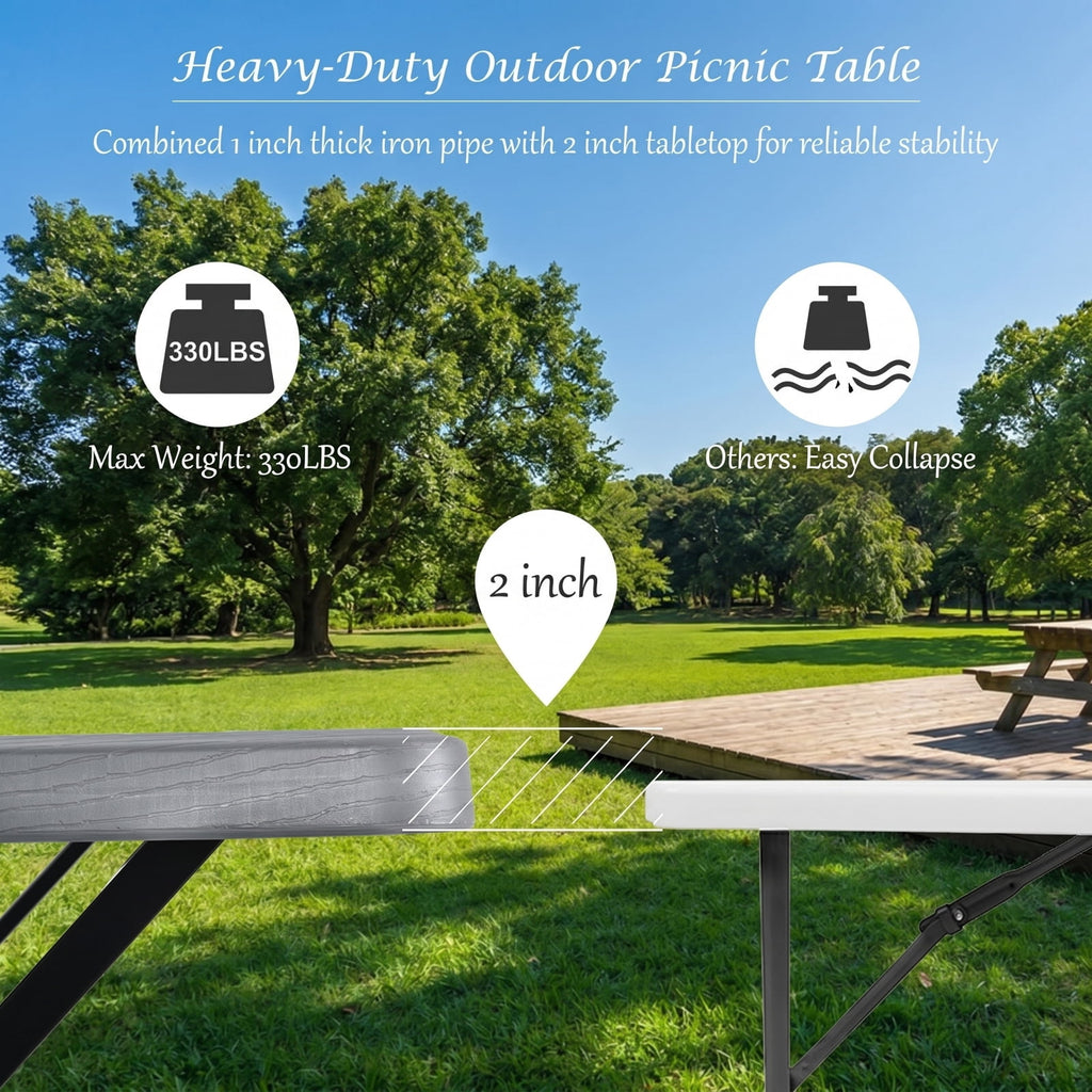 Biotree Picnic Table Bench Set for Outdoor Camping, Gray