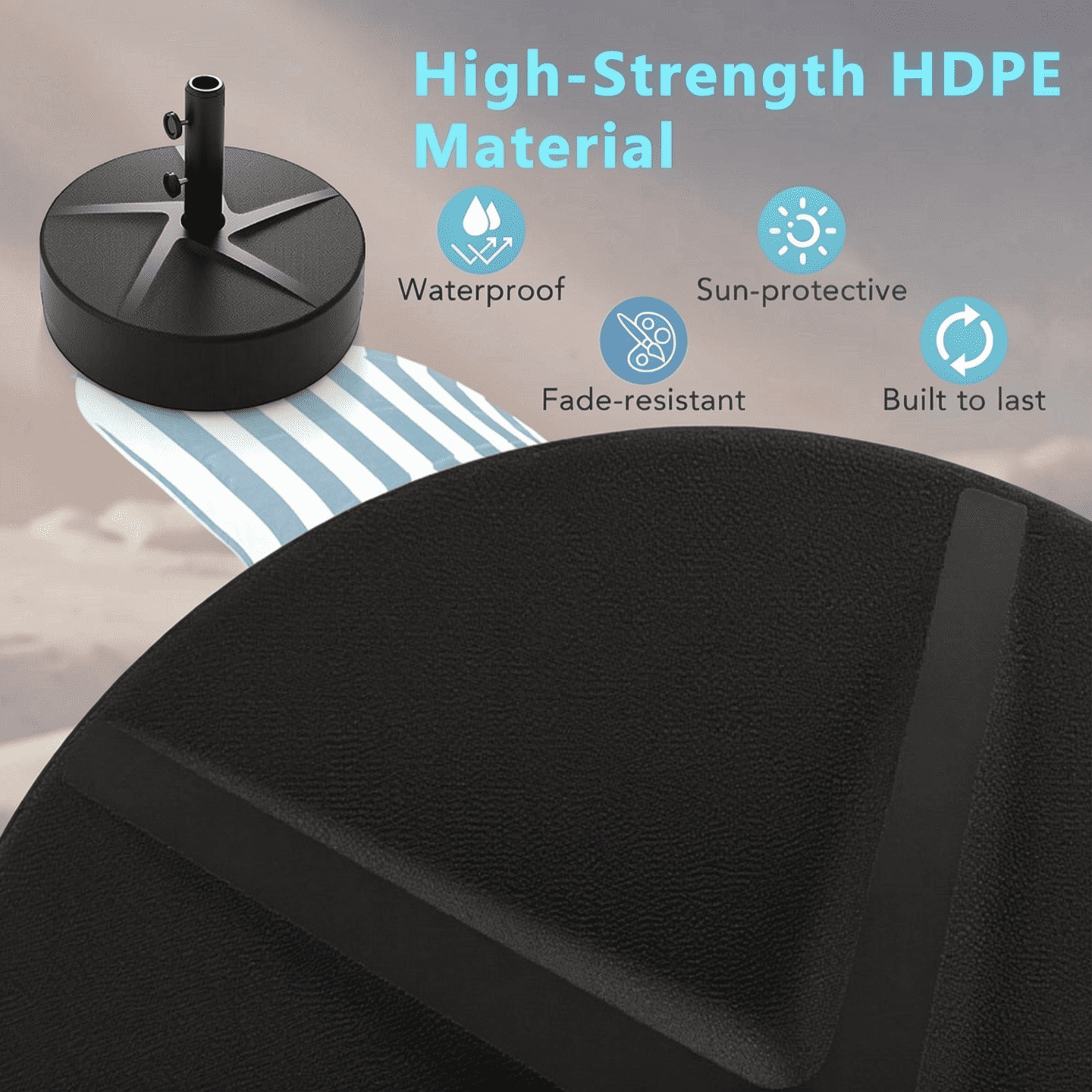 Biotree Patio Umbrella Base 88LBS Capacity Water and Sand Fillable Market Table Umbrella Stand-Black
