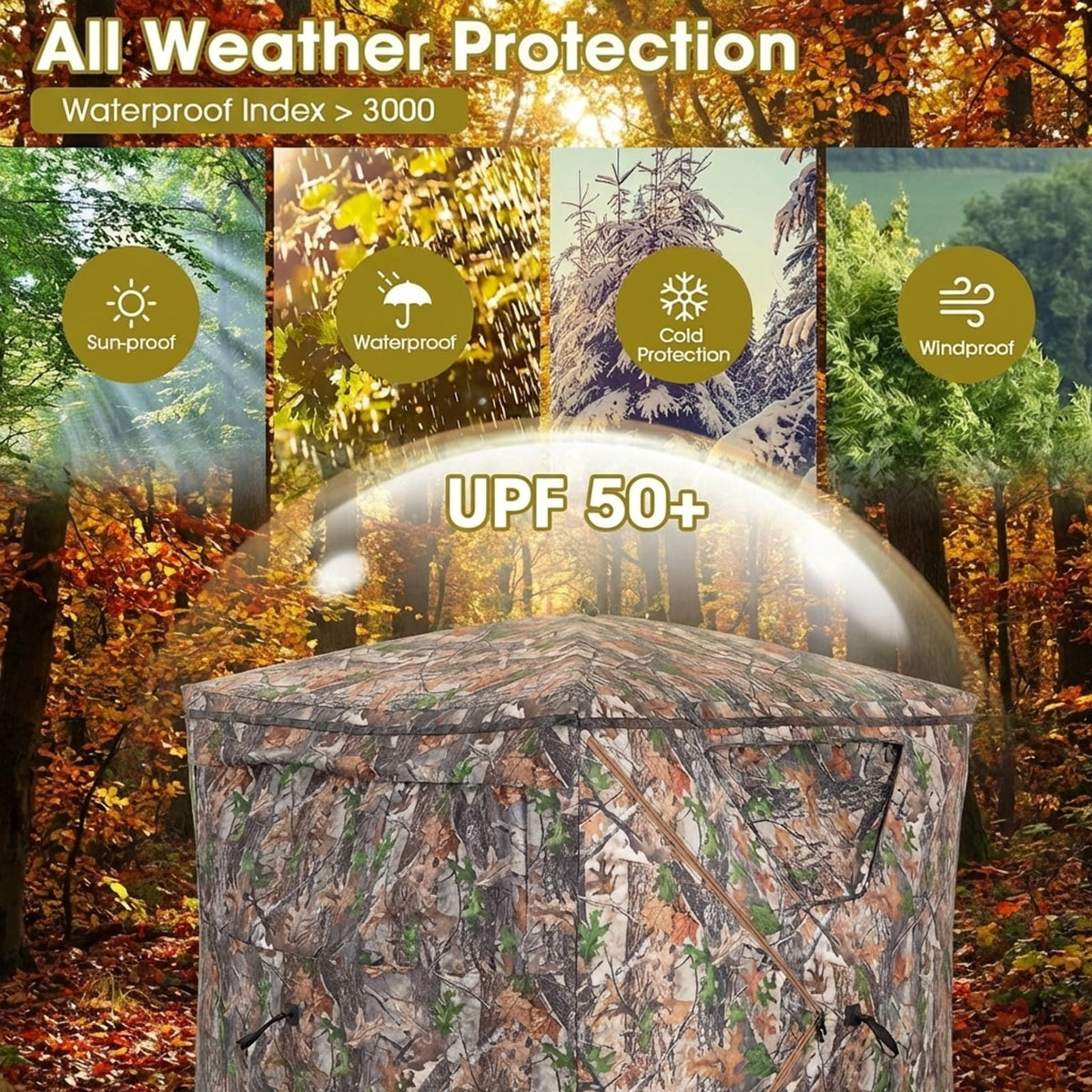 Biotree 2-3 Person Pop Up Ground Hunting Blind and Carrying Bag for Deer Turkey Hunting