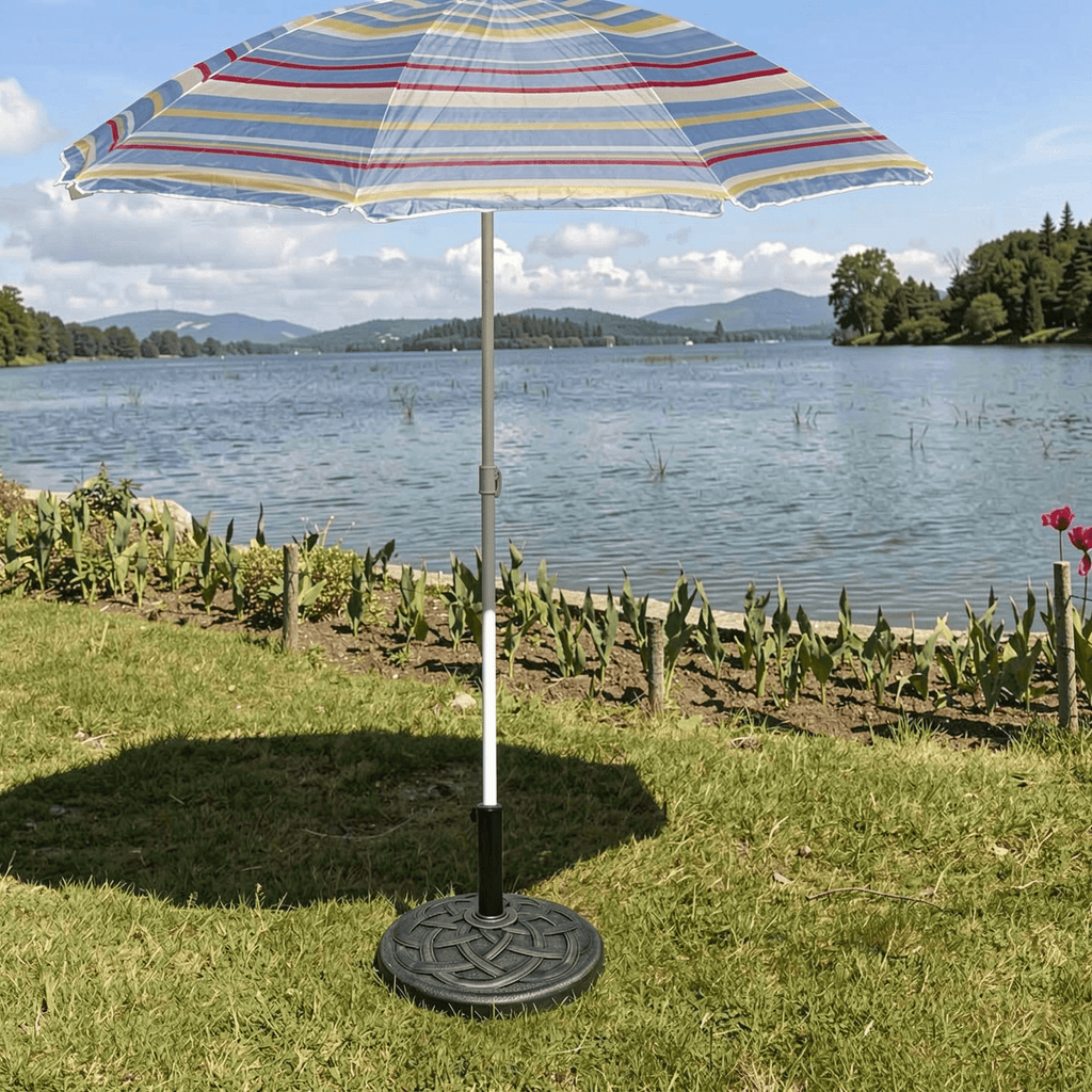 Biotree 22 Inch Heavy Duty Round Umbrella Base Stand Bronze - Heavy Duty Outdoor Patio Stand for Market and Offset Umbrellas