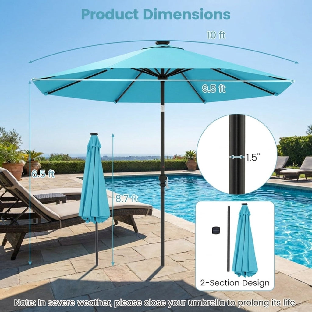 Biotree 10 ft Market Patio Umbrella with Crank and Tilt, 8 Sturdy Ribs, Vented Canopy - Multicolor for Backyard