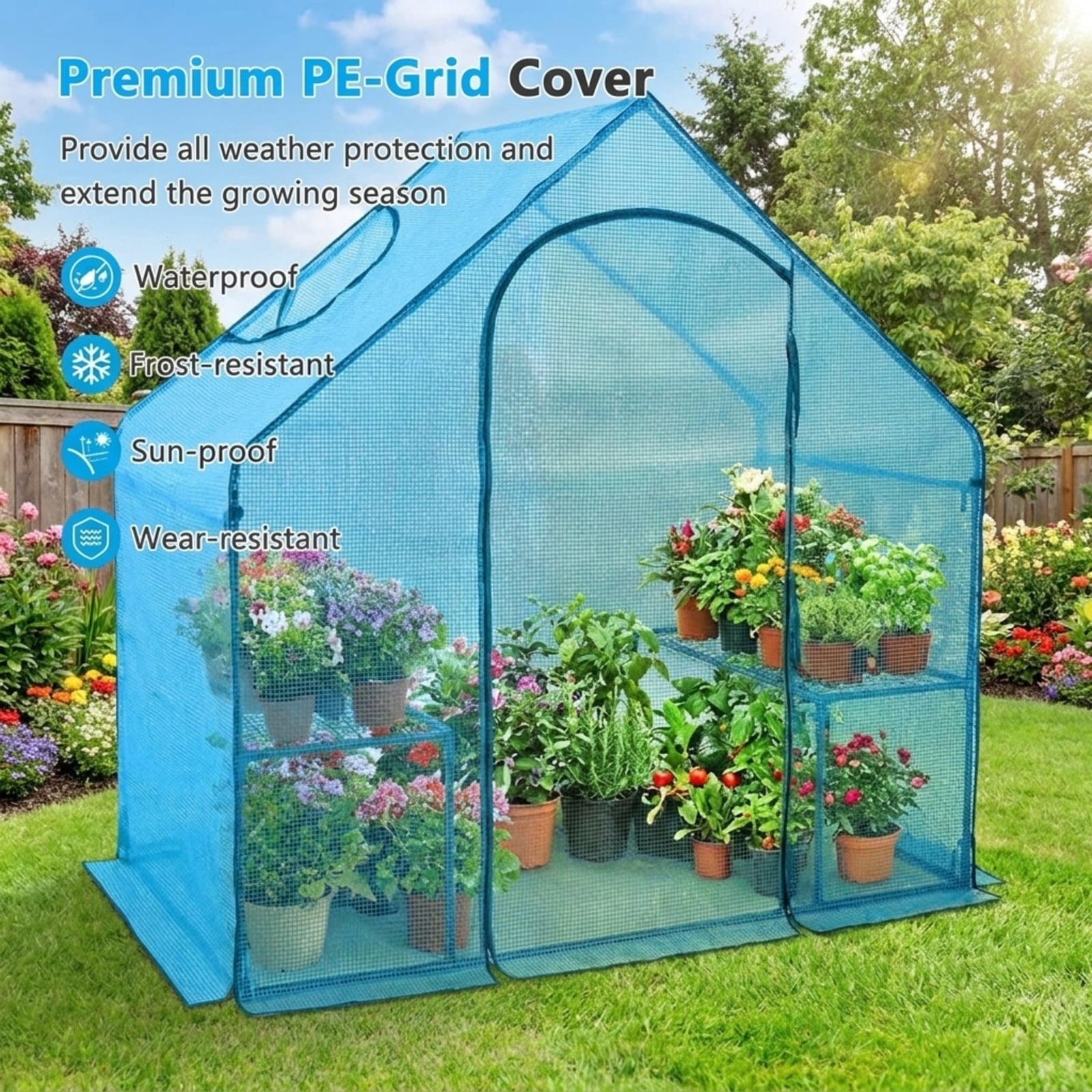 Biotree Portable Outdoor Warm House with PE Cover and Roll for Outdoor Garden Backyard Patio Vegetables Flowers, Green