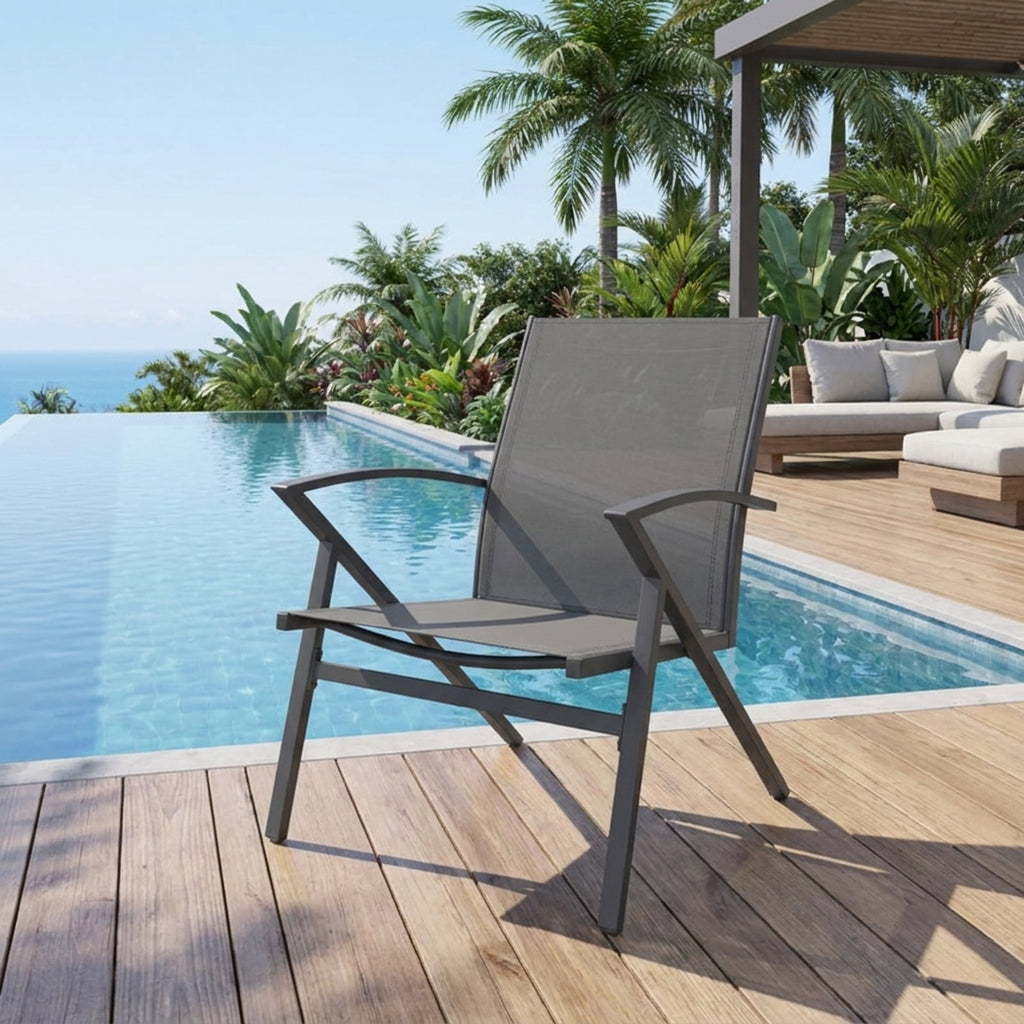Biotree Patio Chairs Set of 2 Lawn Chairs with Heavy Duty Metal Frame Stackable Patio Chair for Garden BackyardGrey