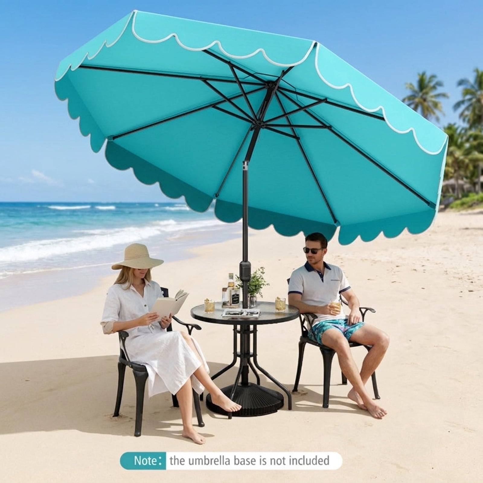 Biotree 10 ft Market Patio Umbrella with Crank and Tilt, 8 Sturdy Ribs, Vented Canopy - Multicolor for Backyard