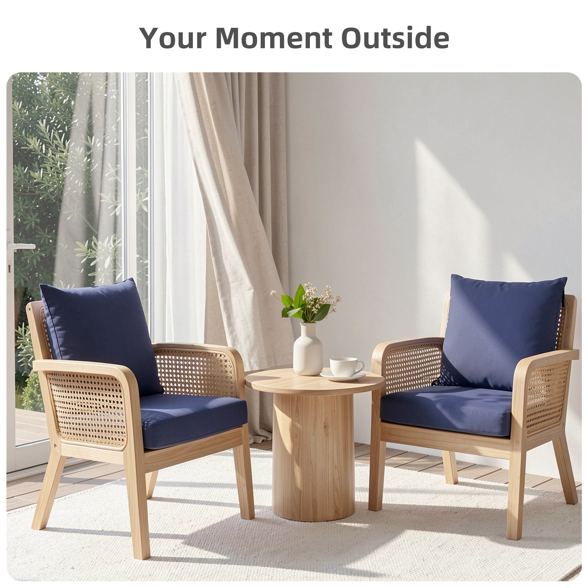 Biotree Outdoor Seat Cushions for Chairs,Waterproof Fade-Resistant Patio Furniture Replacement Cushions with Removable Cover,Blue