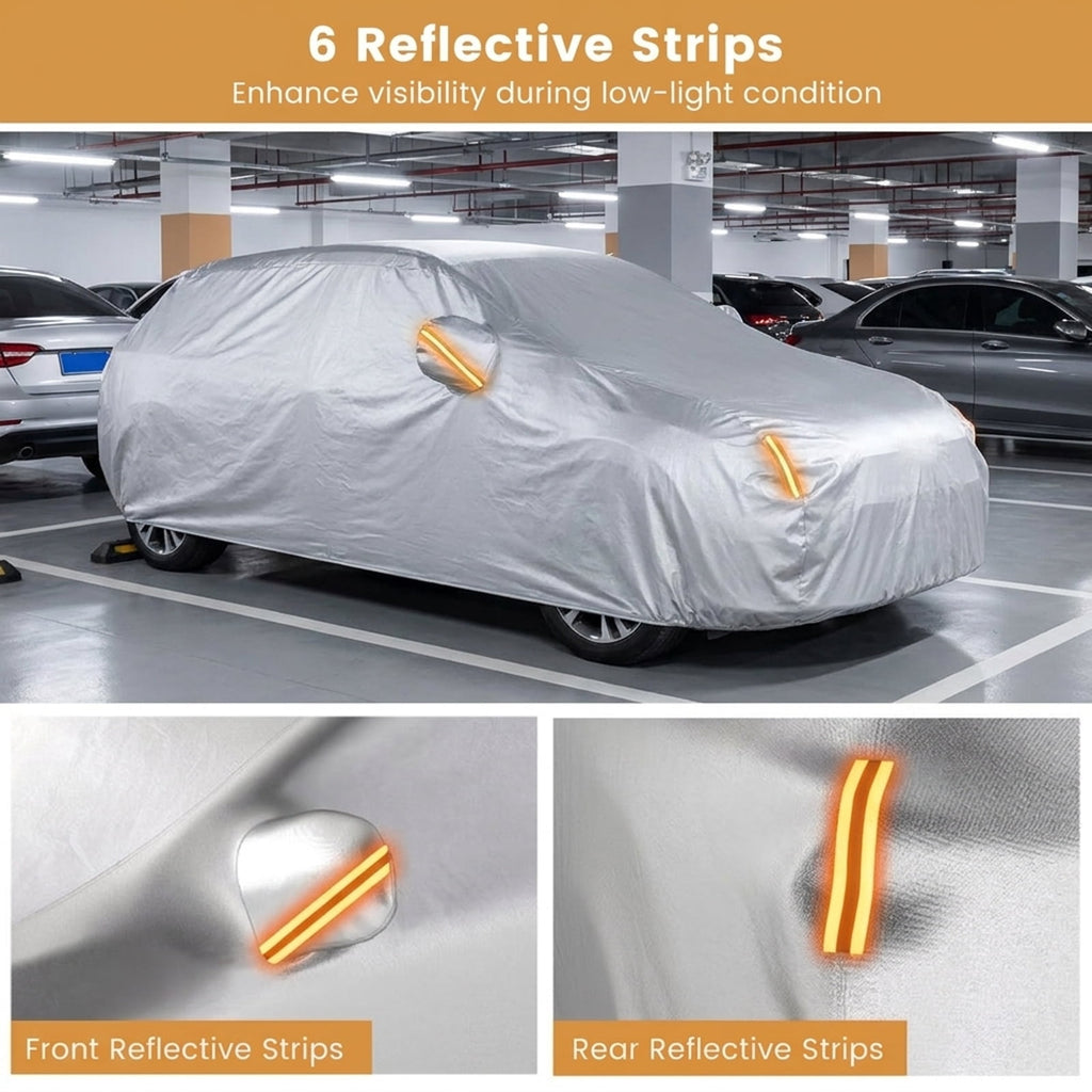 Biotree 200 Inch Car Cover Waterproof UV Protection All-Weather Full Cover Large SUV Universal Fit - Silver