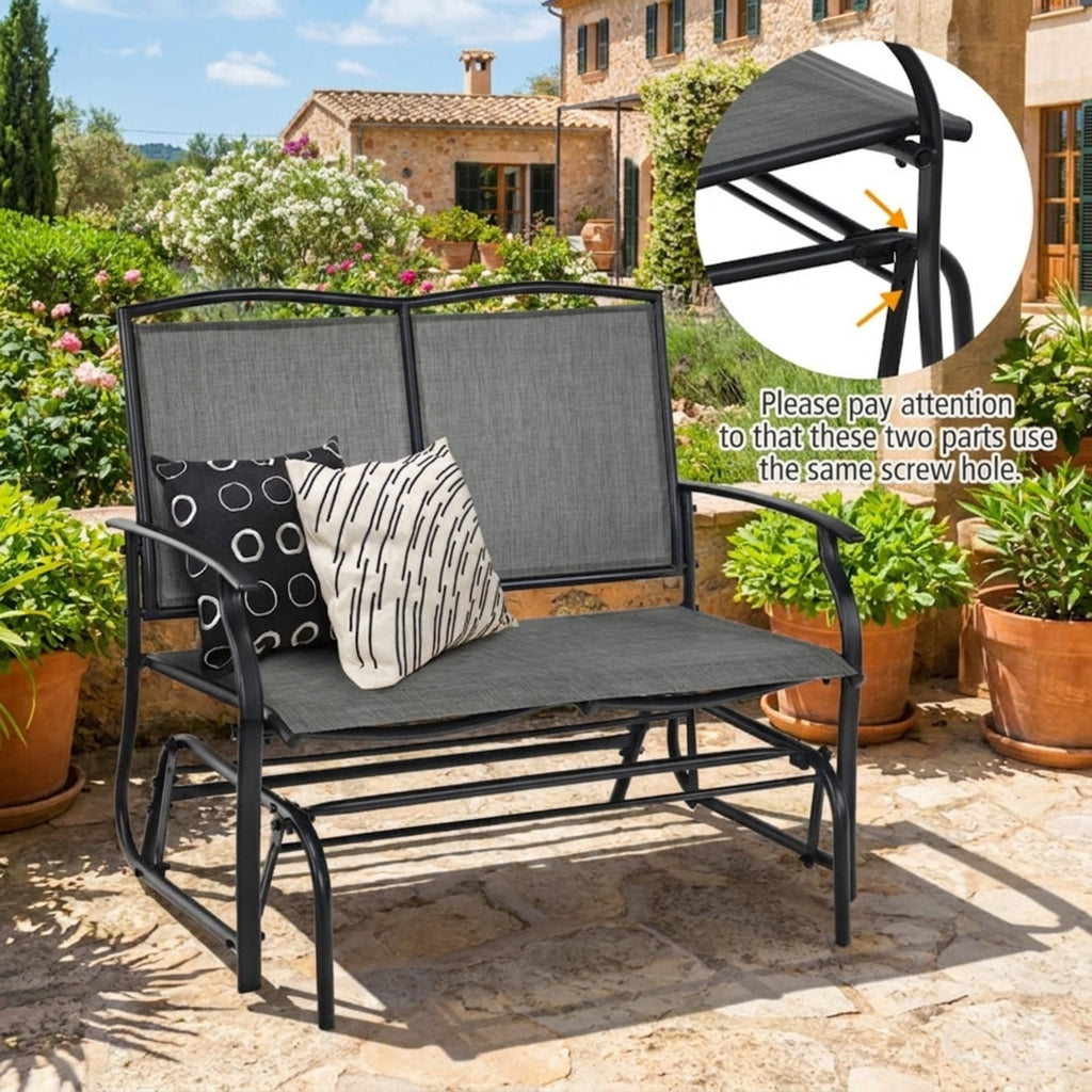 Biotree Iron Patio Rocking Chair for Outdoor Backyard and Lawn Stackable Patio Chair for Garden BackyardGray