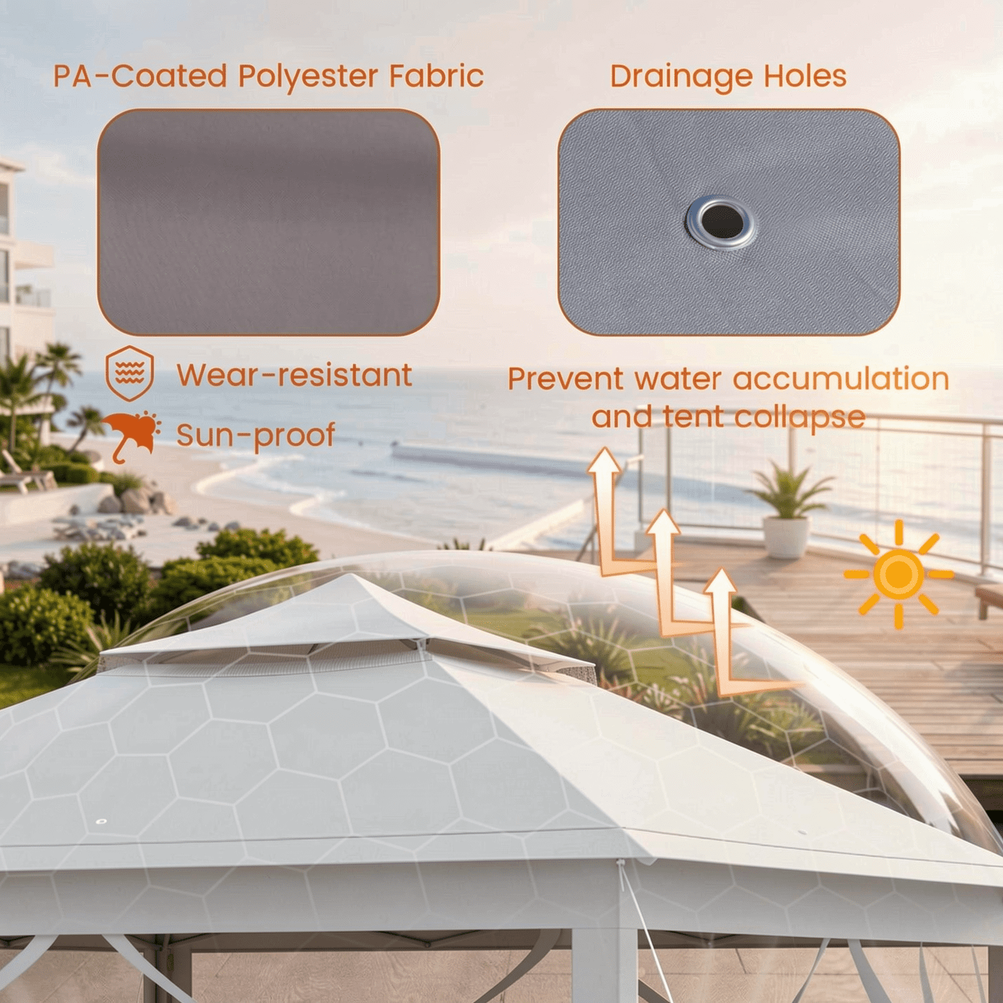 Biotree 11 x 11 Feet 2-Tier Pop-Up Gazebo Tent Portable Canopy Shelter with Mesh Netting and Carry Bag, Outdoor Event Gazebo for Backyard Patio Garden Party, Gray