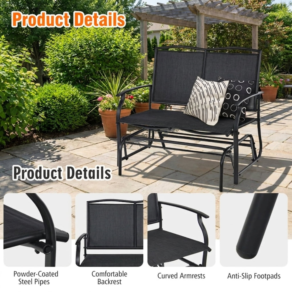 Biotree Iron Patio Rocking Chair for Outdoor Backyard and Lawn Stackable Patio Chair for Garden BackyardBlack