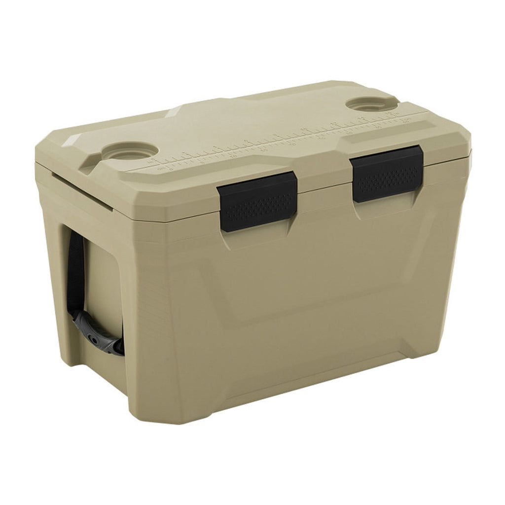 Biotree Insulated Portable Cooler Hard Shell Ice Chest with 2 Cup Holders Bottle Opener and Drain Plug, 37 Qt, Off-White