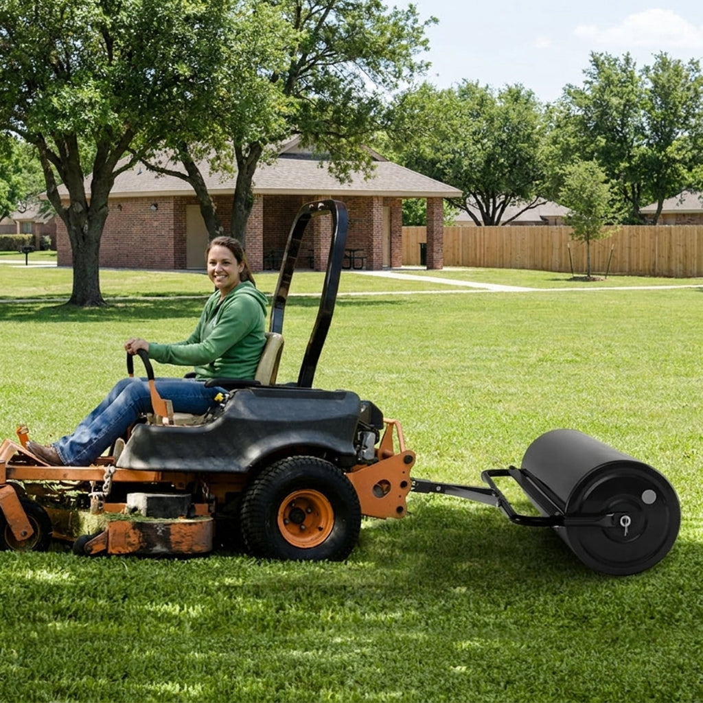 Biotree 39 Inch Wide Push/Tow Lawn Roller for Lawn Garden Yard Soil Care, Black