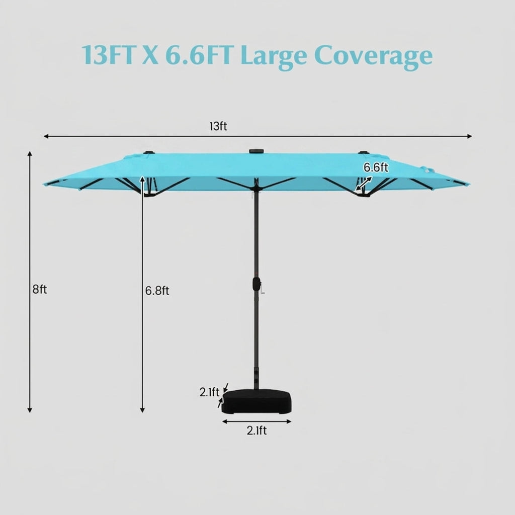 Biotree 13 ft Cantilever Patio Umbrella Offset Hanging with Cross Base, 8 Ribs - Multicolor for Backyard