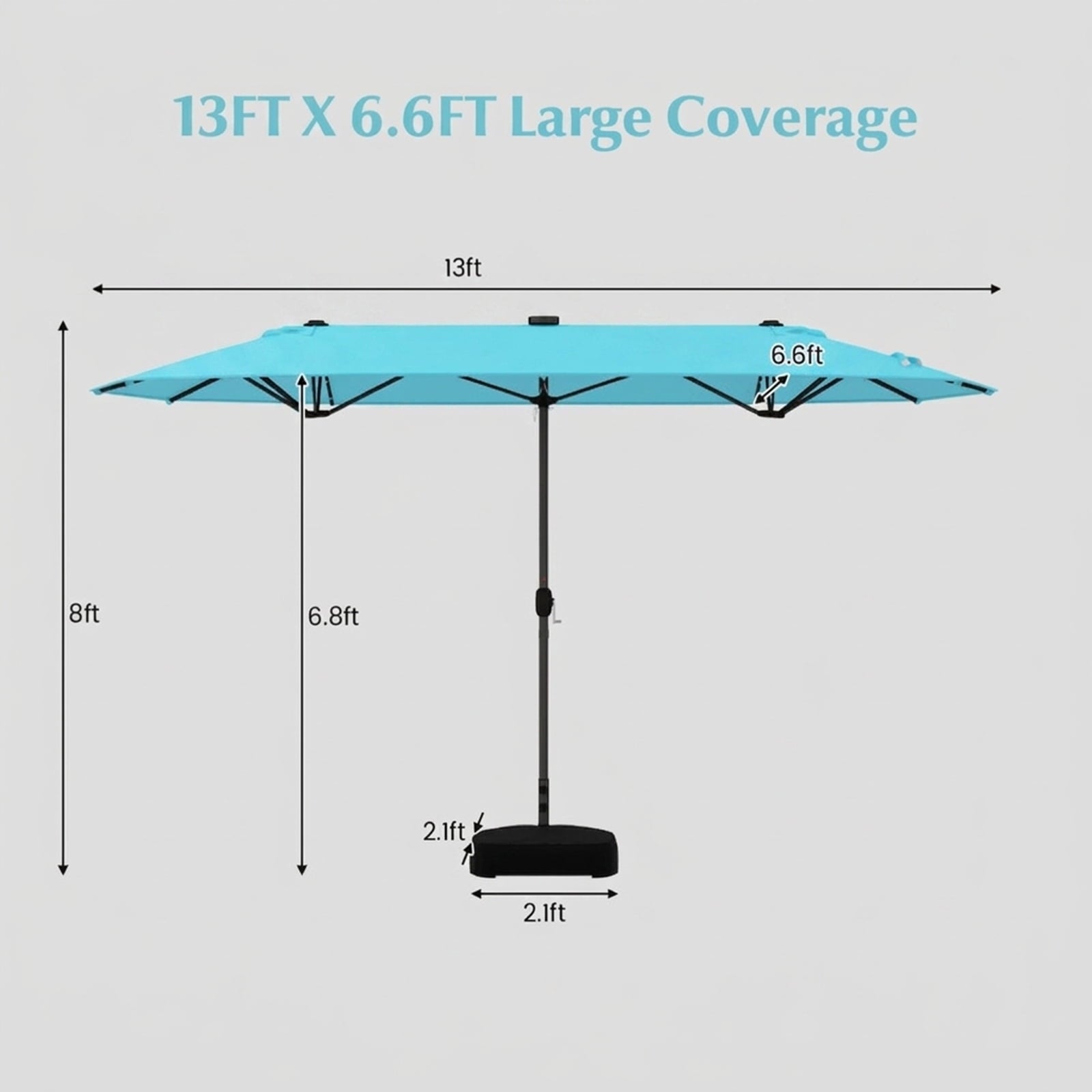 Biotree 13 ft Cantilever Patio Umbrella Offset Hanging with Cross Base, 8 Ribs - Multicolor for Backyard