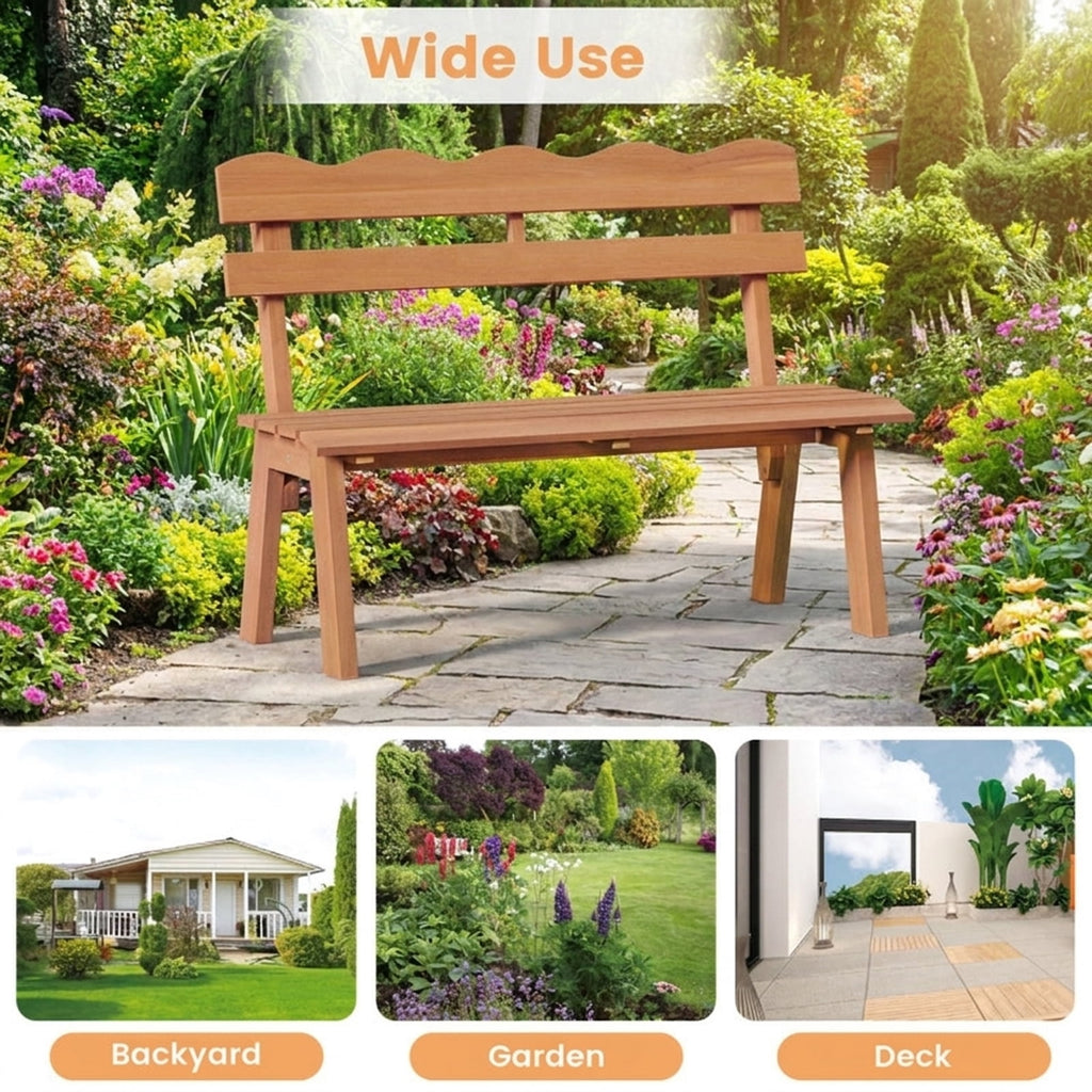 Biotree Outdoor Acacia Wood Garden Bench with 800 Lbs Weight Capacity Stackable Patio Chair for Garden BackyardNatural