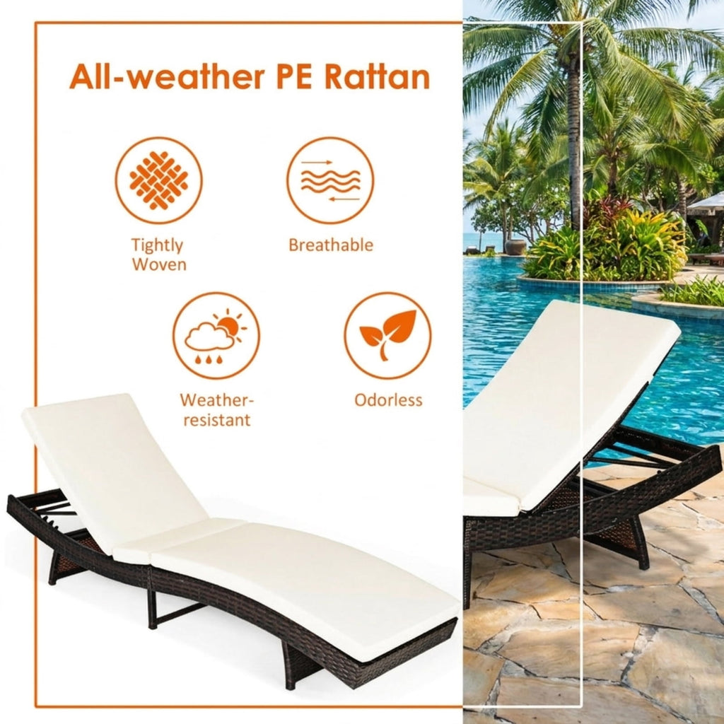 Biotree Patio Folding Chaise Lounge with 5 Adjustable Levels and Cushion Stackable Patio Chair for Garden BackyardWhite