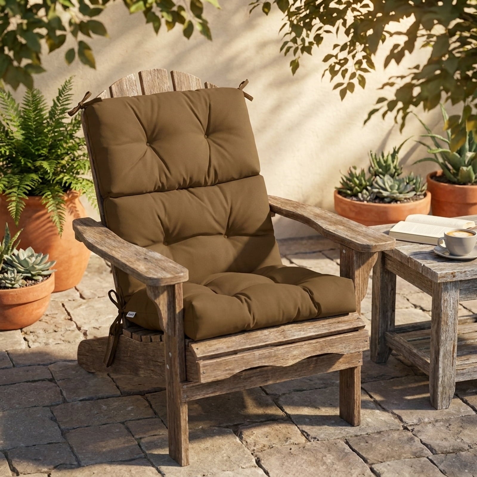 Biotree 22 X 44 Inch Tufted Outdoor Patio Chair Seating Pad Comfortable Patio Chair Cushion PadBrown