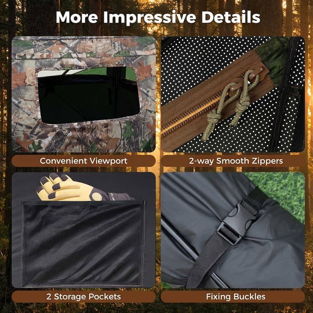 Biotree 2-6 Person Portable Pop Up Hunting Blind with Storage Pockets for Ground Deer Turkey Hunting
