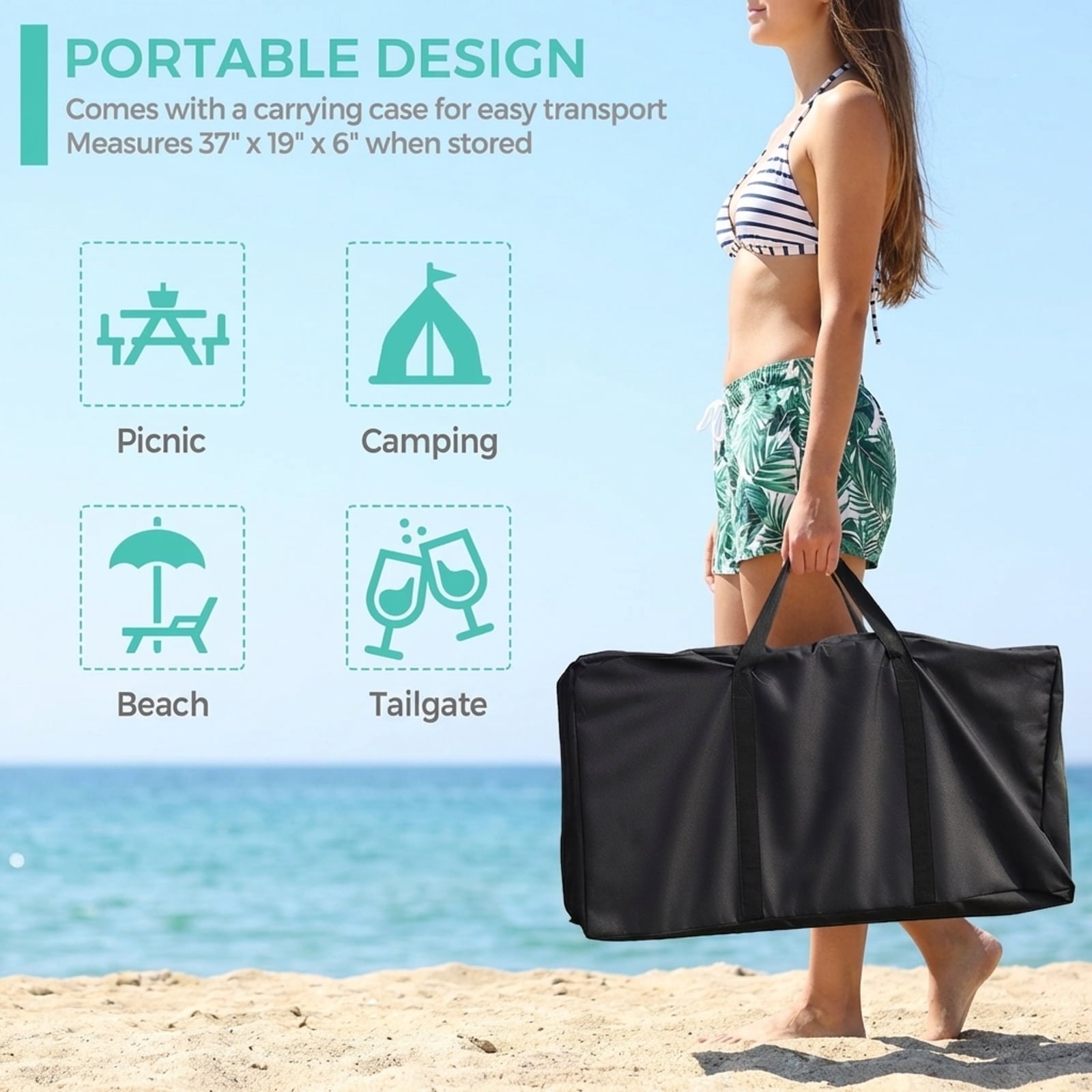 Biotree Foldable Outdoor BBQ Table Grilling Stand Portable Camping Grill Table with Storage Shelf for Outdoor Cooking, Black