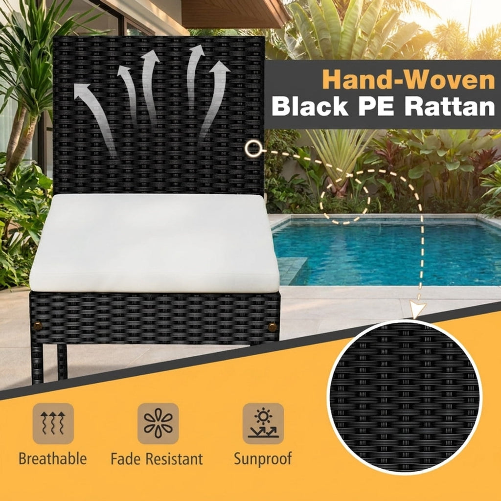 Biotree Patio Wicker Barstools with Footrest and Backrest Set of 4 for Patio Porch Garden Backyard Outdoor, Black