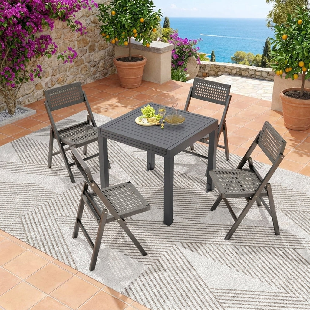 Biotree Expandable Patio Dining Table for 4-6 People, Gray
