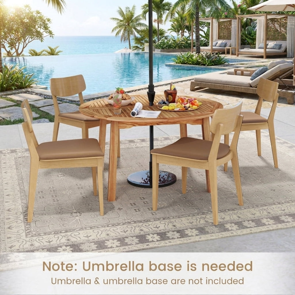 Biotree 53 Inch Outdoor Acacia Wood Dining Table for 4-6 People with 2" Umbrella Hole, Natural