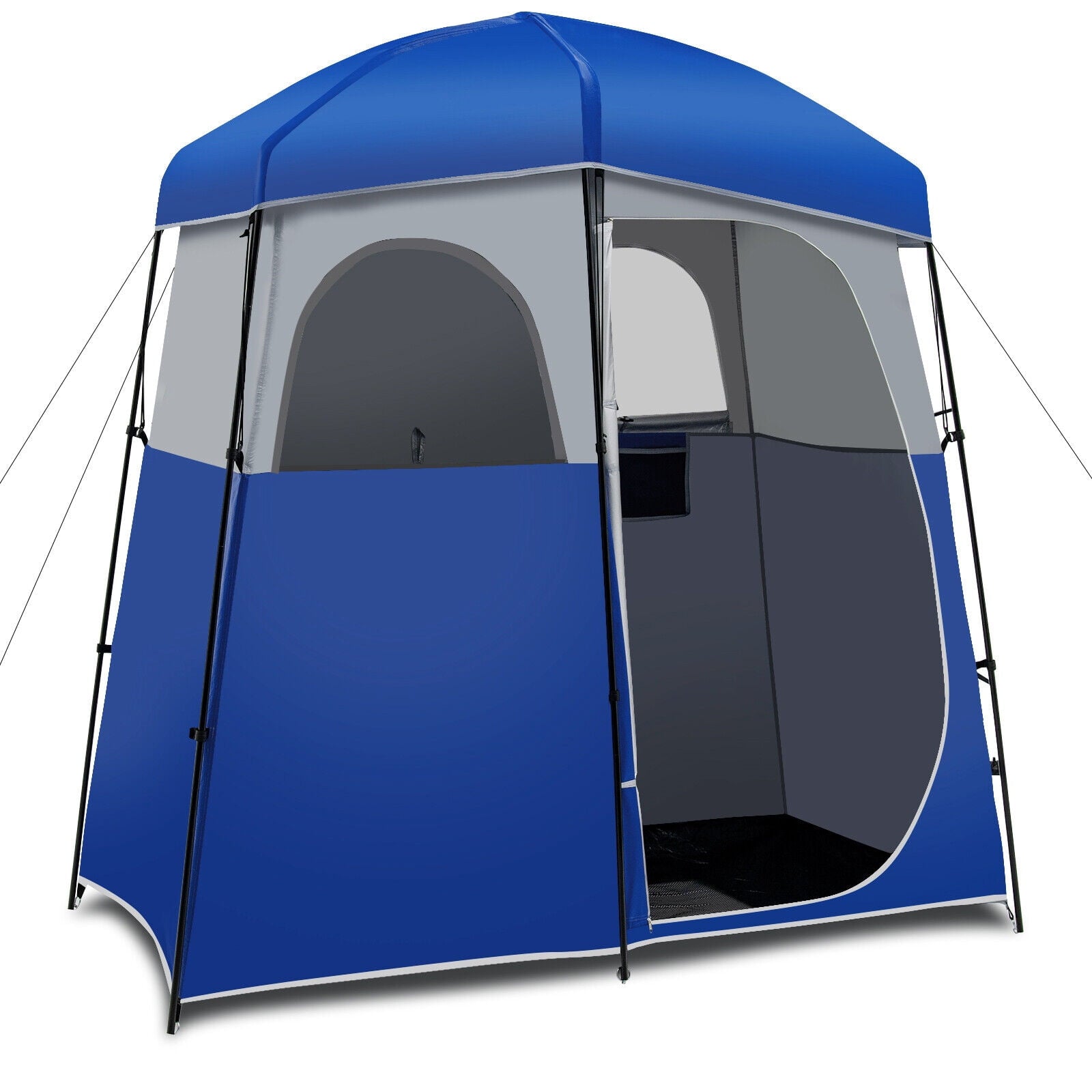 Biotree Double Room Camping Toilet Tent with Floor and Portable Storage Bag, Blue