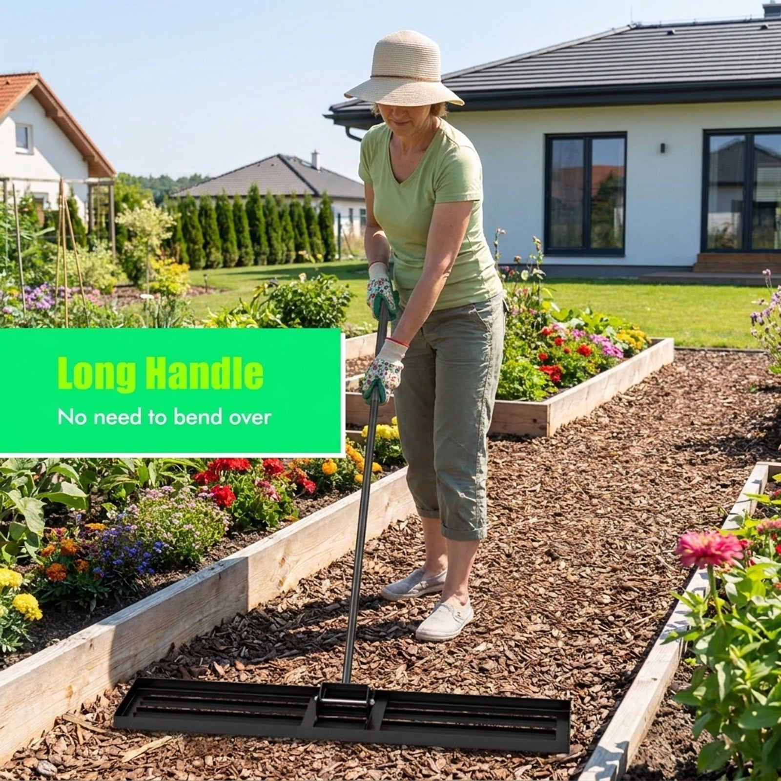 Biotree Lawn Leveling Rake 46 x 10 Inch Heavy Duty Lawn Level Tool for Soil for Lawn Garden Yard Soil Care, Black