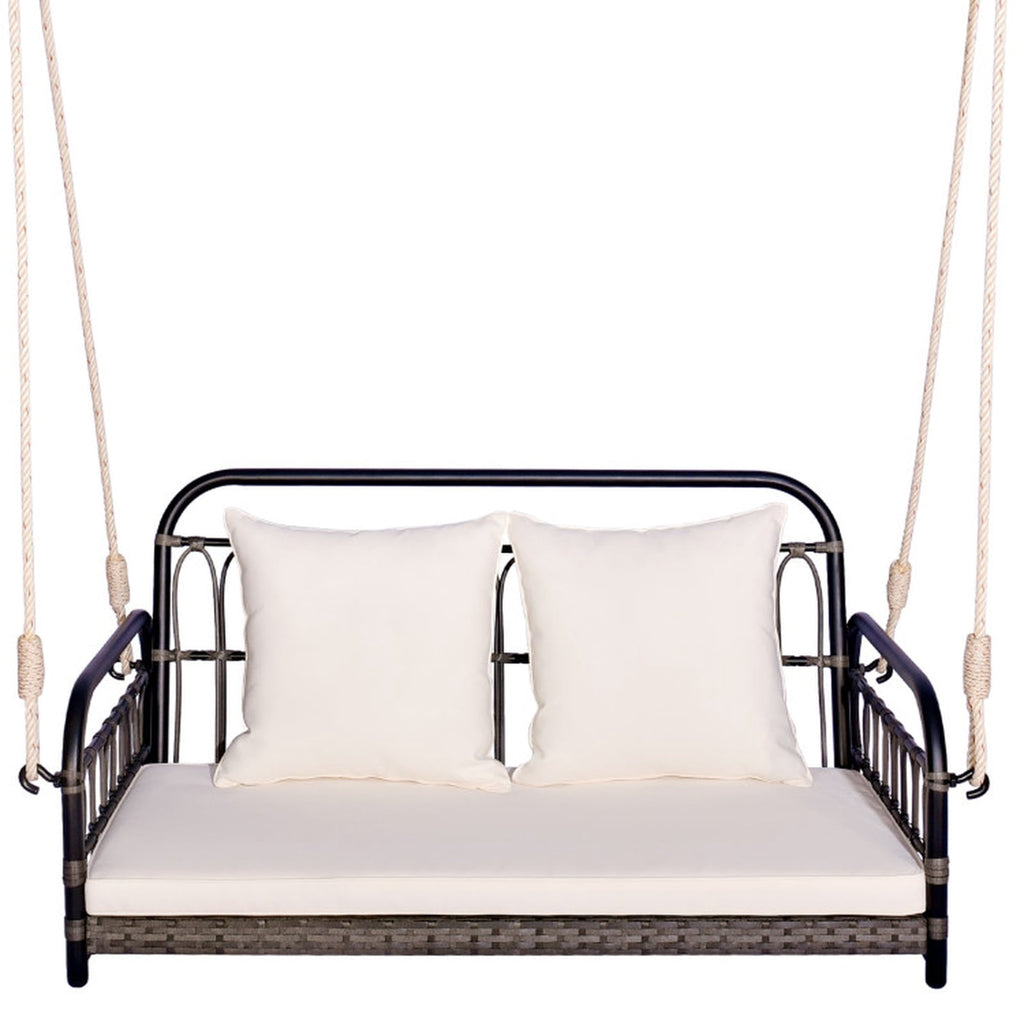 Biotree 2-Person Outdoor Hanging Chair with Ropes for Patio Porch Garden Backyard Outdoor, Gray