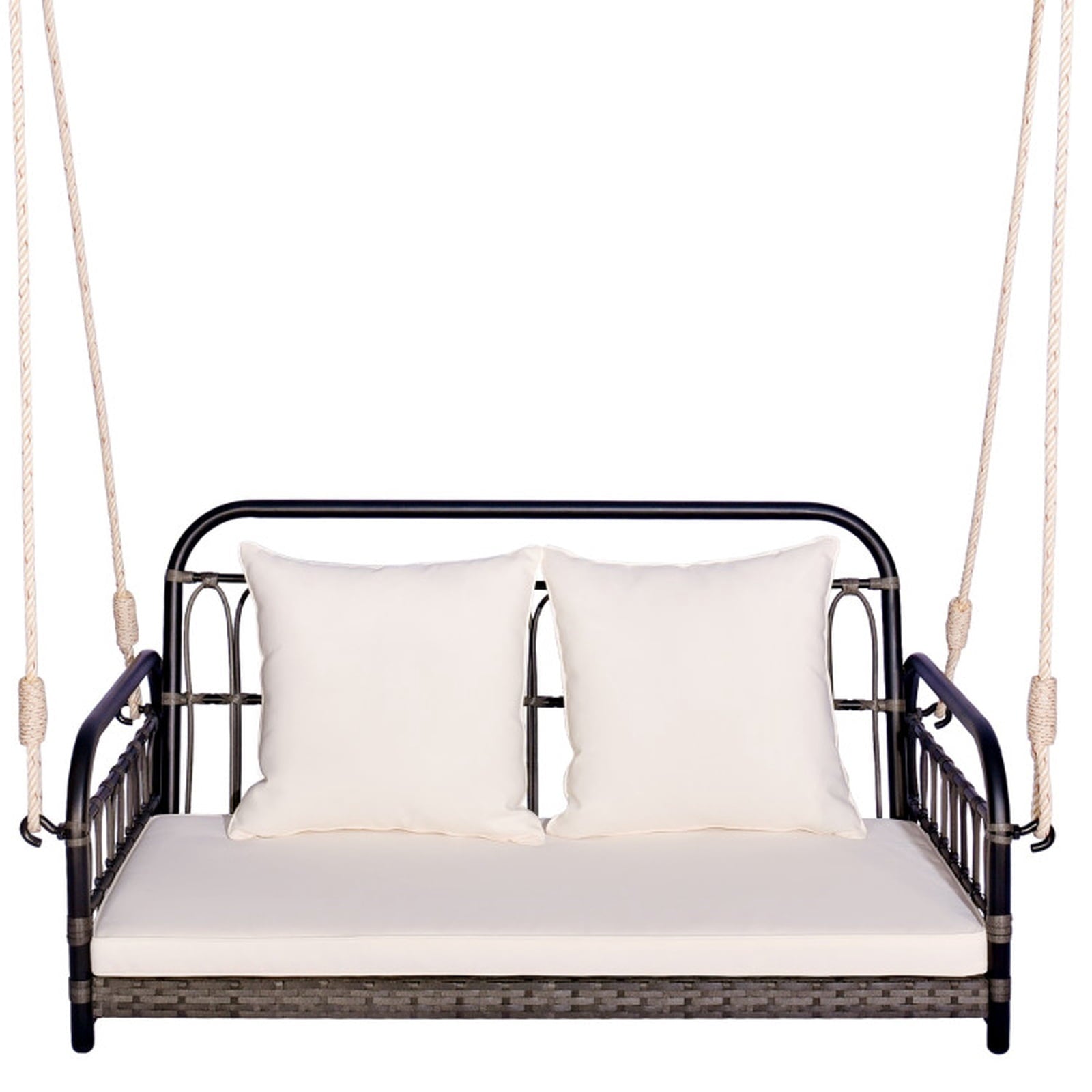 Biotree 2-Person Outdoor Hanging Chair with Ropes for Patio Porch Garden Backyard Outdoor, Gray