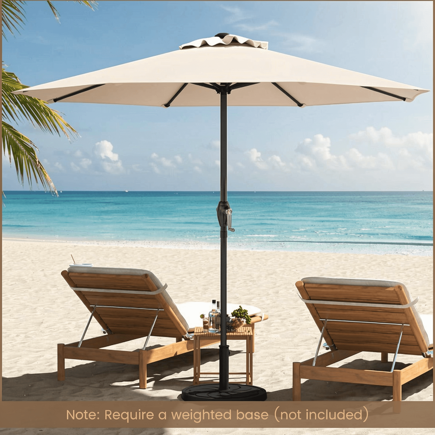 Biotree Outdoor Heavy Duty Market Umbrella with Crank Handle and 8 Sturdy Ribs-Beige - Outdoor Patio Garden Sun Shade