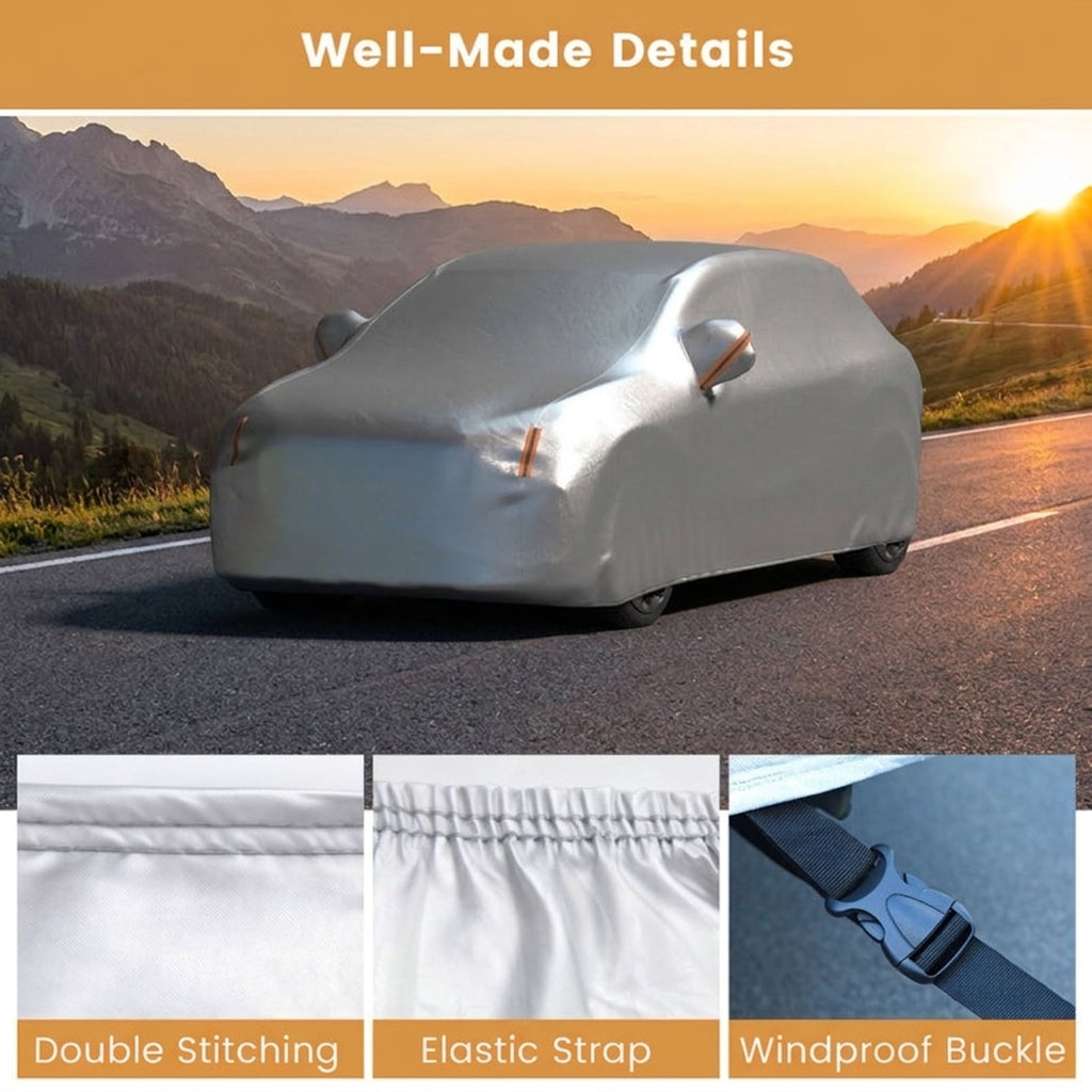 Biotree 200 Inch Car Cover Waterproof UV Protection All-Weather Full Cover Large SUV Universal Fit - Silver