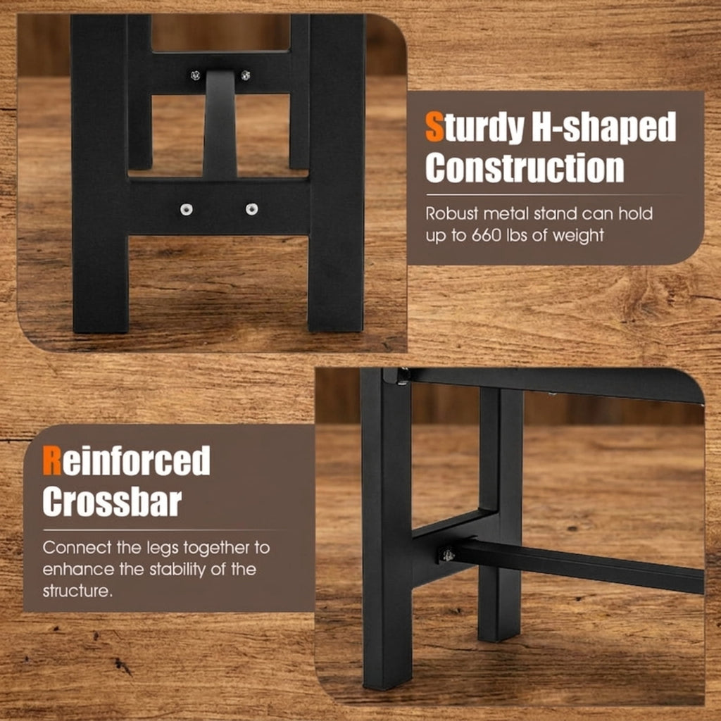 Biotree 47 Inch Outdoor Chair with Slatted Seat Plastic Coated Iron Frame Stackable Patio Chair for Garden BackyardBrown