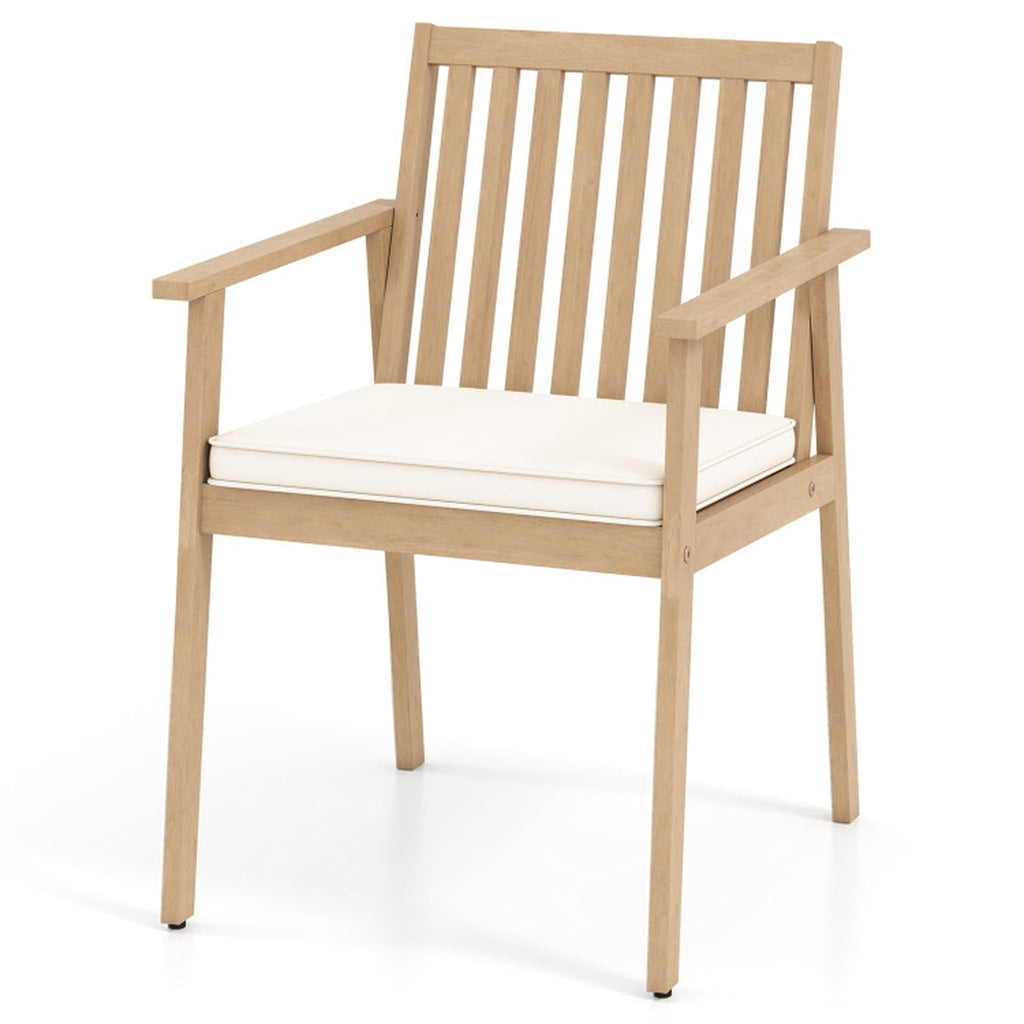 Biotree 2 Pieces Patio Dining Chairs Outdoor Acacia Wood Chairs with Removable Padded Cushion Stackable Patio Chair for Garden BackyardOak