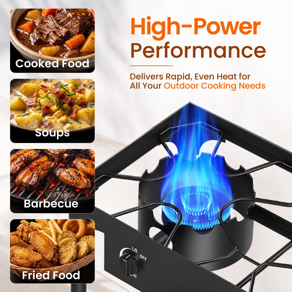 Biotree 2 Burner Outdoor Propane Gas Stove with 2 Wheels Wind Panel, 15,0000 BTU Camping Stove with Adjustable PSI Regulator and 4ft Hose With Removable Legs for Cooking BBQ Home